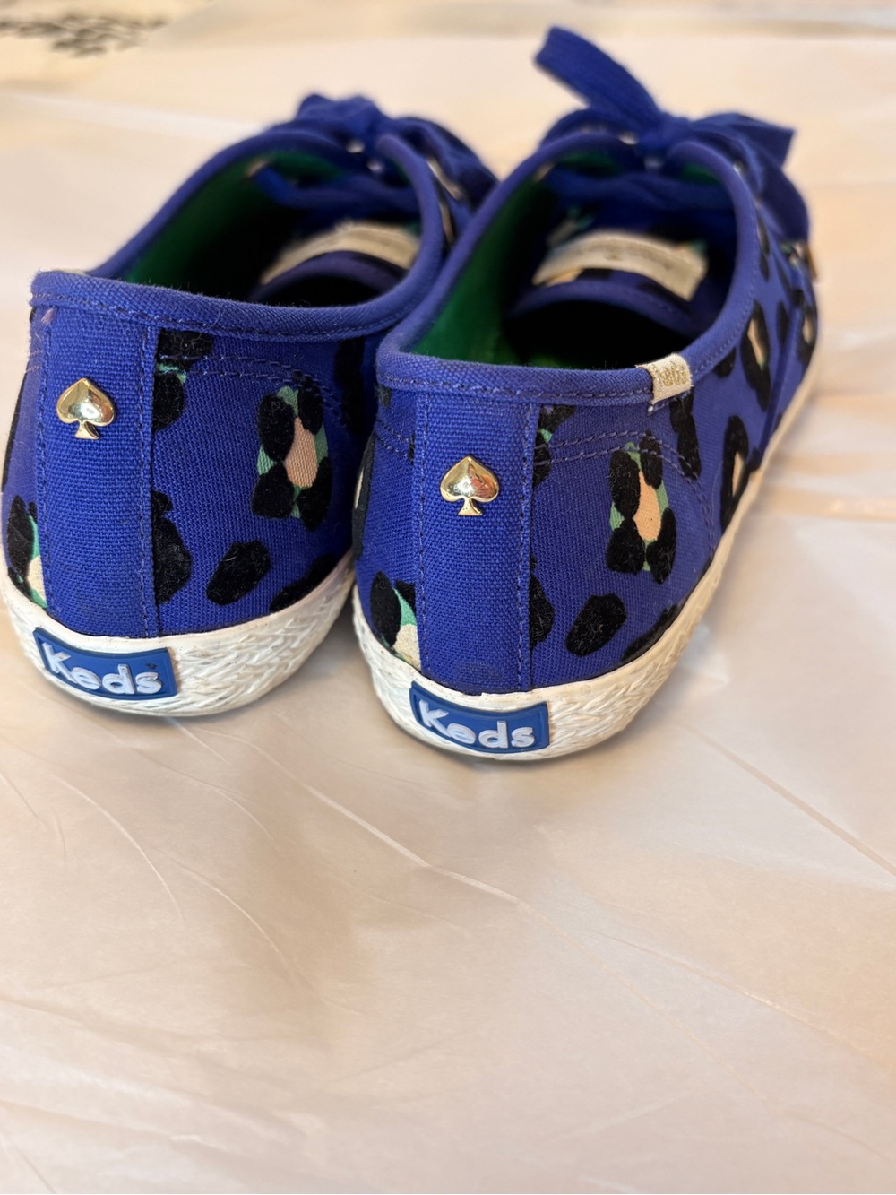 Kate Spade x Keds Blue Leopard Print Pointer Sneakers Canvas Flats Size 7 - Picture 5 of 12